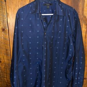 Men’s Express Navy Shirt with Light Blue Diamond Motif